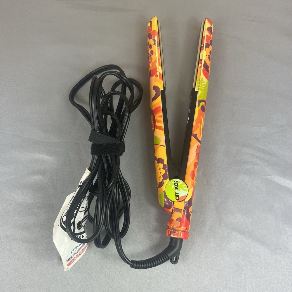 Amika AM1855 1" Ceramic Hair Straightener Flat Iron Orange Paisley Tested - Picture 2 of 5